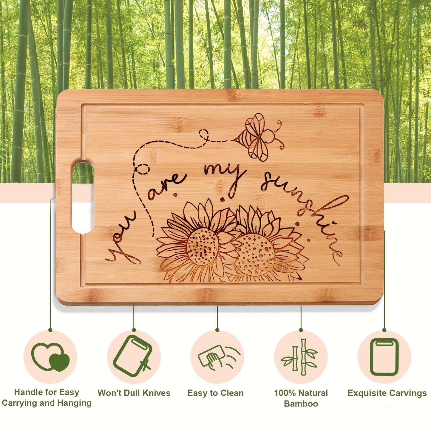 1pc Durable Bamboo Cutting Board