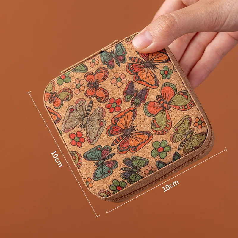1pc Vintage Leather Jewerly Storage Box Mini Protable Single Layer Jewerly Box with Zipper Closure Ring Organizer Necklace Earin