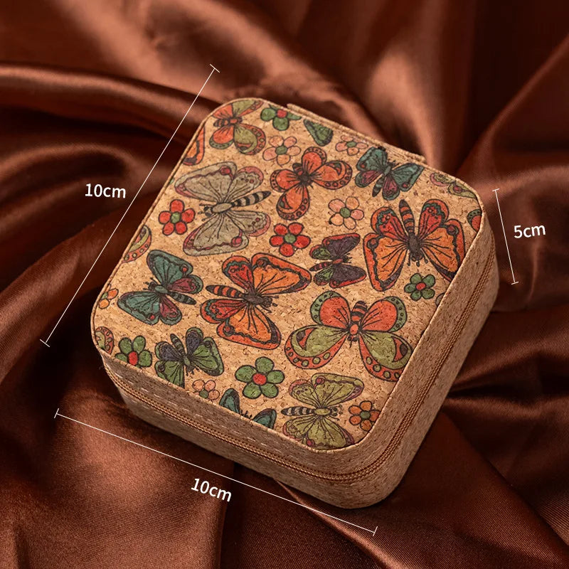 1pc Vintage Leather Jewerly Storage Box Mini Protable Single Layer Jewerly Box with Zipper Closure Ring Organizer Necklace Earin